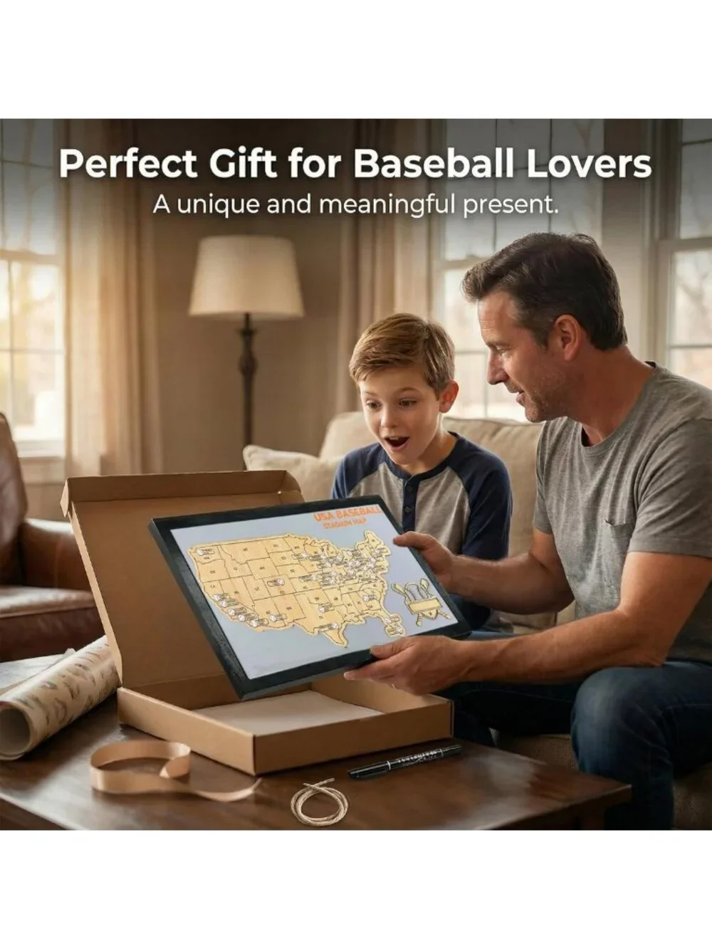 Baseball Stadium Map Tracker | MLB Ballparks Visited Checklist Poster Decor
